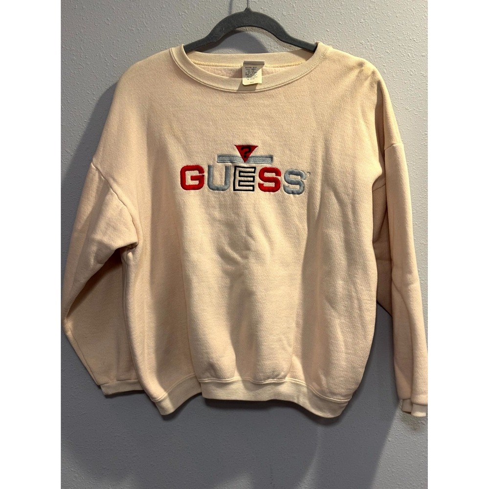 Vintage Guess By Georges Marciano Sweatshirt Mens OS Beige Embroidered - Picture 2 of 6